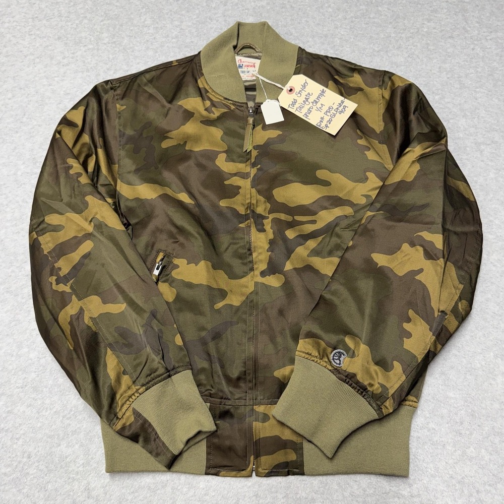 Champion Todd Snyder Jacket Mens Medium Green Camo Bomber Satin Made USA